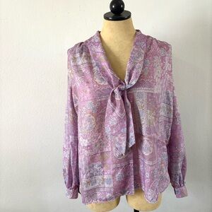 Vintage handmade lavender purple paisley blouse